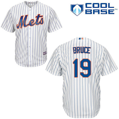 Mets #19 Jay Bruce White(Blue Strip) New Cool Base Stitched MLB Jersey